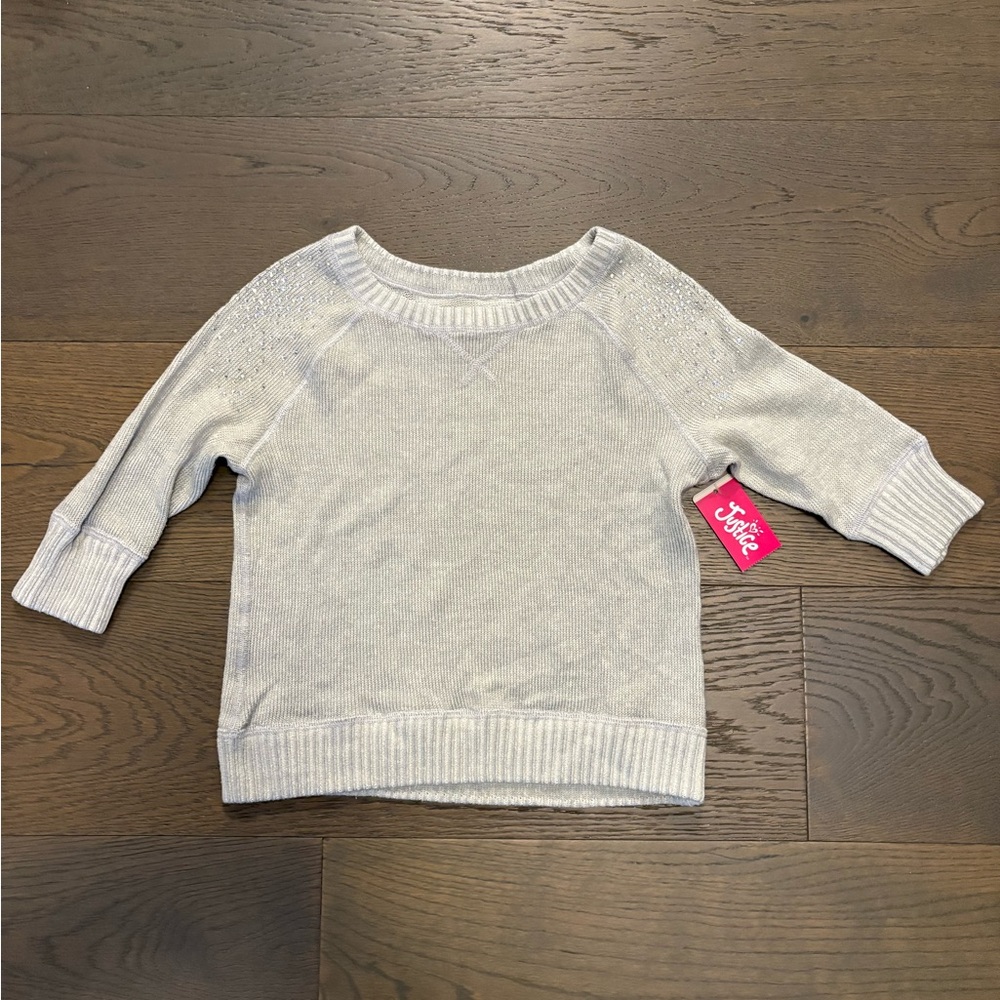 Justice gray glitter sweater sz 12 NWT retail $49